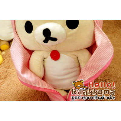 ขายตุ๊กตาหมีโคริในถุงนอนสีชมพู-คุมะ-โคริ-ขนนุ่มนิ่ม-น่ากอด