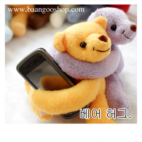 ตุ๊กตาหมีกอดกันสีส้มอ่อน สีม่วง-รหัส-b019-
