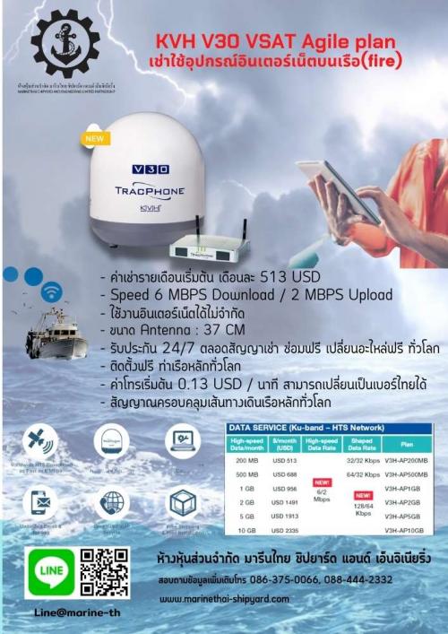 บริการ-เช่าใช้อุปกรณ์อินเตอร์เน็ตบนเรือfire-kvh-v30-vsat-a